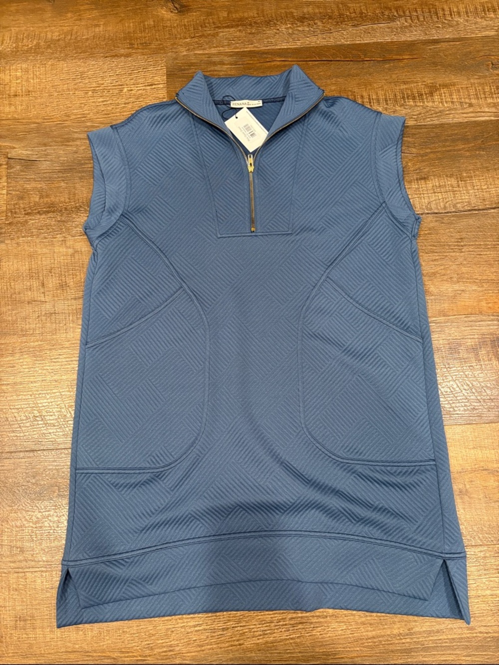 Zenana Outfitters Slate Blue Quilted Quarter-Zip Top